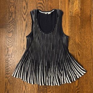 Anthropologie Moth Ostinato Peplum Sweater Tank | Navy & White | Probably Medium
